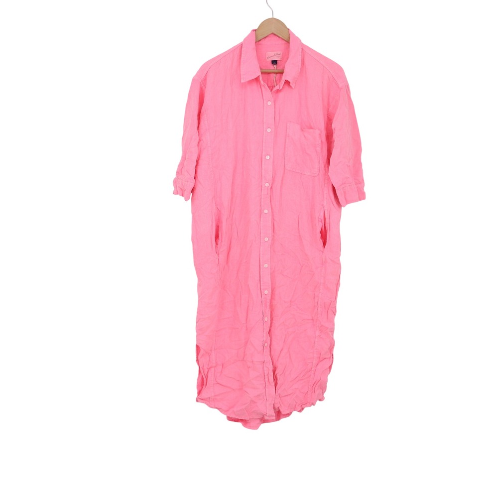 Universal Thread Linen Dress Womens L Shirt Dress Pink Button-down Excellent